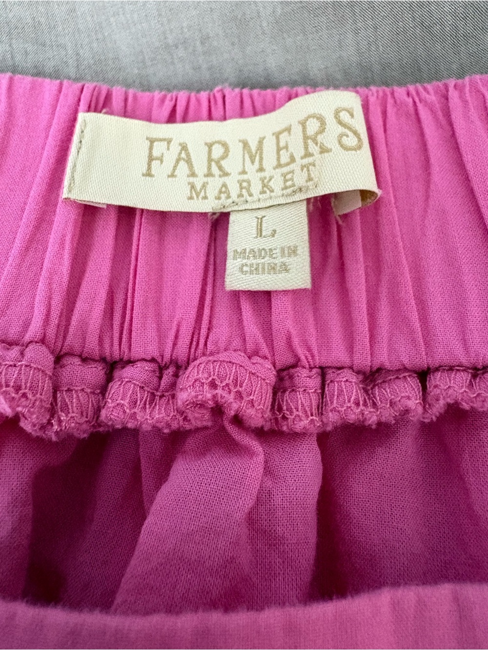 Farmers Market Pink Cotton Midi Skirt Full Gathered Cottagecore Lined L - Picture 7 of 9